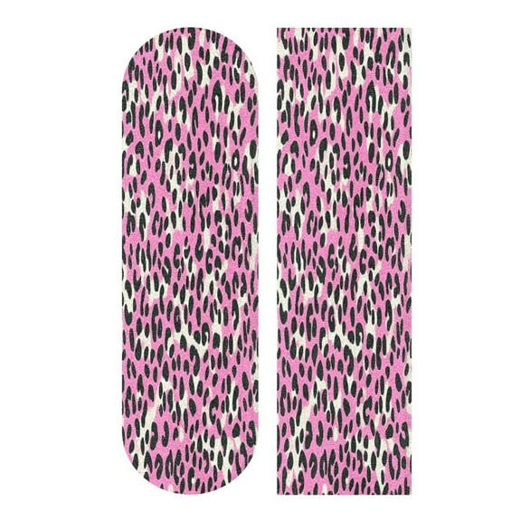 33.1" x 9.1" Skateboard Grip Tape Diamond Grit Surface, Heavy-Duty PVC Backing Non Slip Ease to Apply Pink and Black Leopard