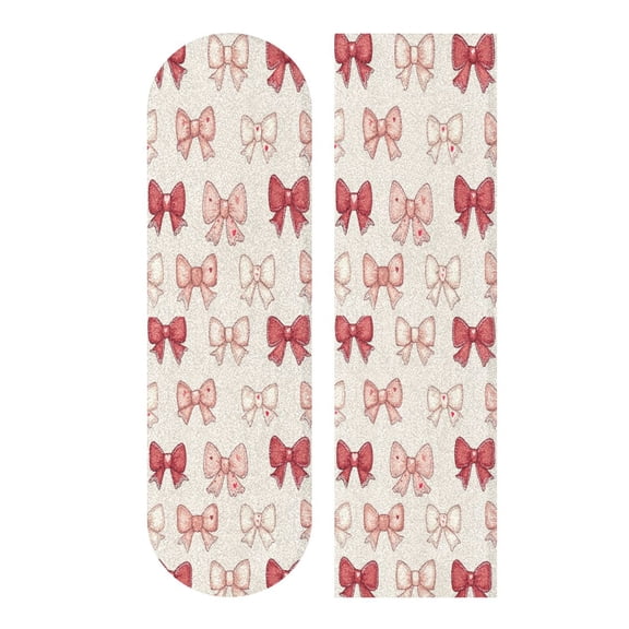 33.1" x 9.1" Skateboard Grip Tape Diamond Grit Surface, Heavy-Duty PVC Backing Non Slip Ease to Apply Pink and Red Bows