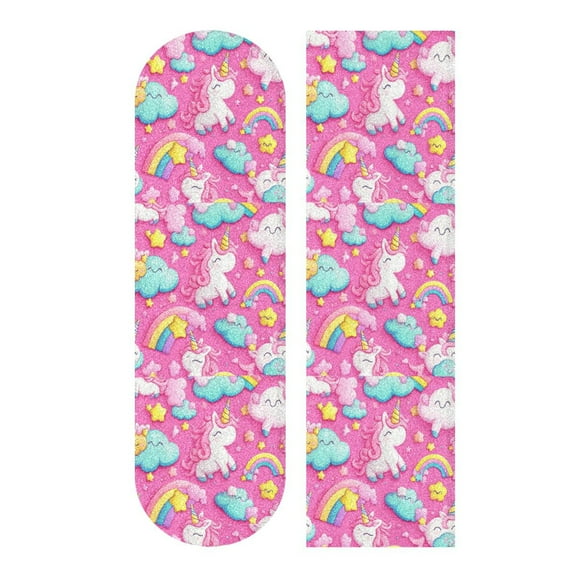 33.1" x 9.1" Tape Skateboard Scooter Grip Tape Skateboard Griptape Sheet Unicorns and Clouds