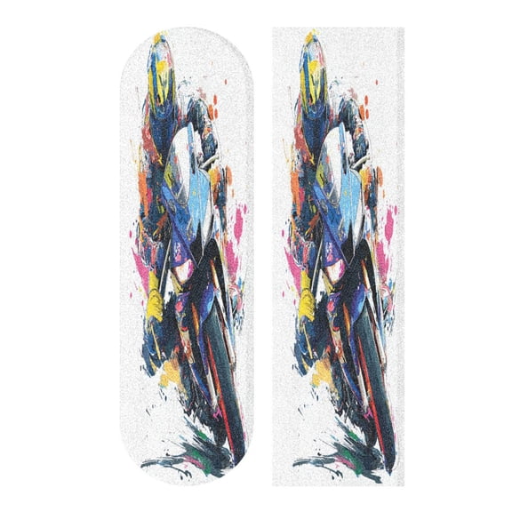 33.1"x9.1" PVC Anti-Slip Pad Skateboard Anti-Slip Pad with High-Density Sand Grain Surface Racing Splash Pattern