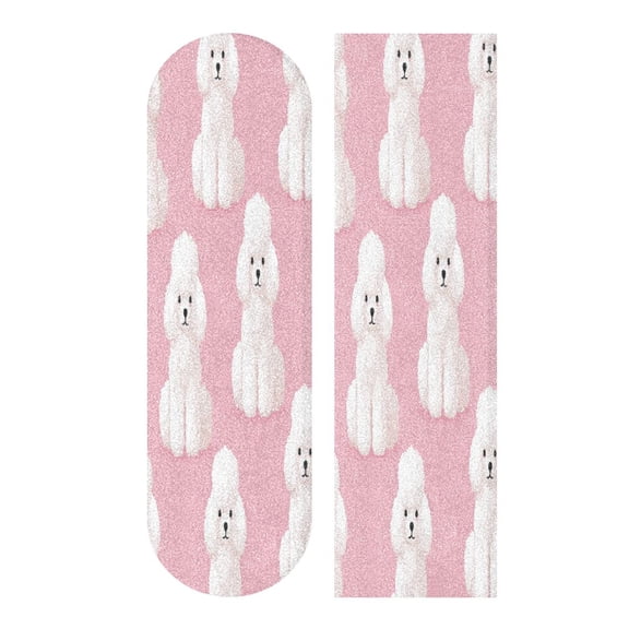 33.1"x9.1" PVC Anti-Slip Pad Skateboard Anti-Slip Pad with High-Density Sand Grain Surface White Poodles