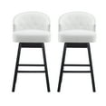 thumbnail image 1 of 33.25" Swivel Counter Stools Set Of 2,Upholstered Counter Height Bar Stools with Solid Rubber Wood Frame,Backrest,Footrest,Armless Barstools for Home Bar,Kitchen Counter,Black+ Beige,Beige+Black, 1 of 1