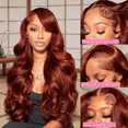 33# 26 Inch Reddish Brown Body Wave Human Hair Lace Front Wig - Walmart.com