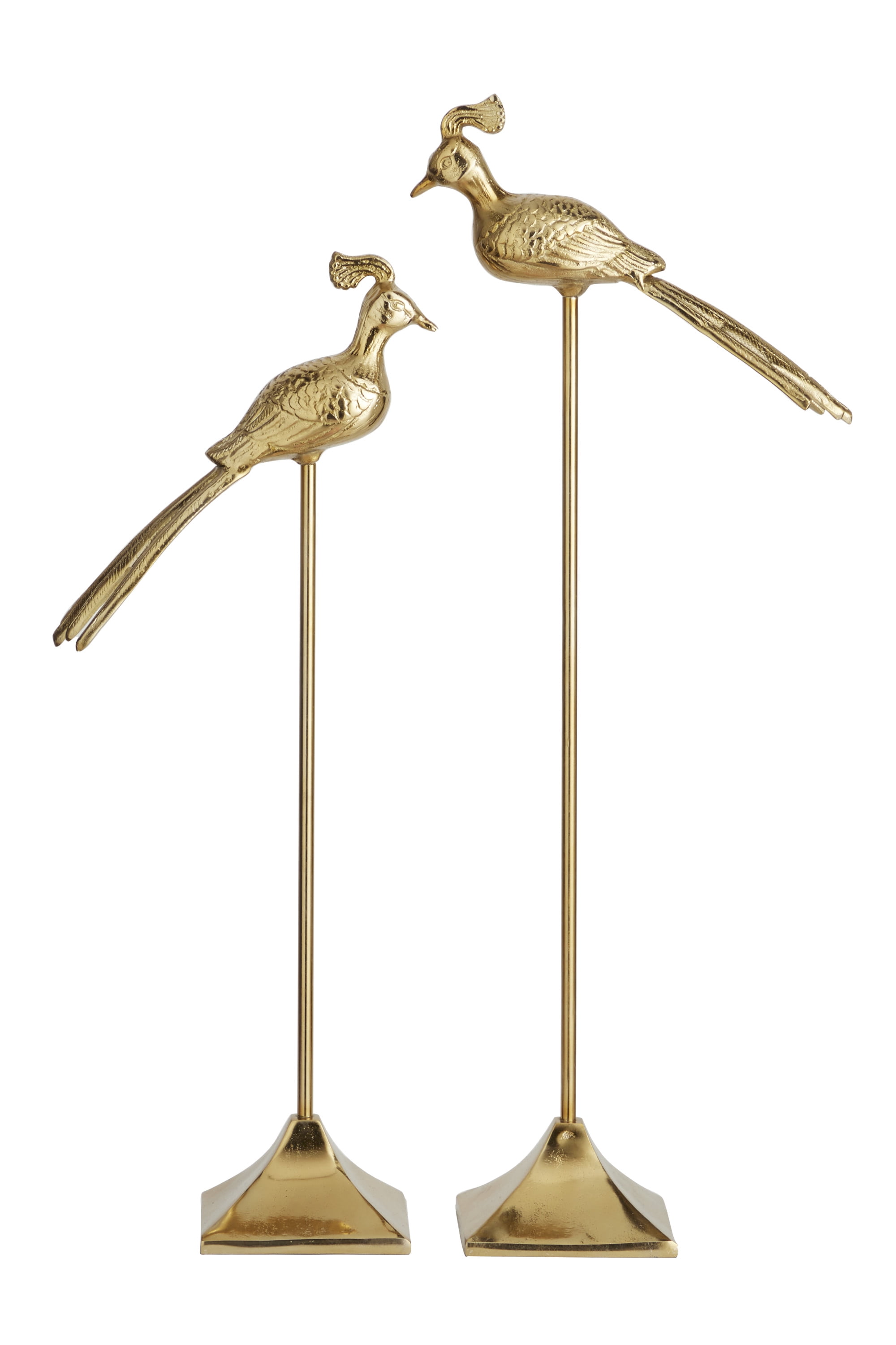 33", 27"H Gold Aluminum Bird Sculpture, by DecMode (2 Count)