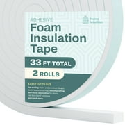 33' 3/16" x 3/8" Self Stick Weather Stripping Seal for Doors and Windows High Density Foam Insulation, White