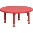 33" Round Blue Plastic Height Adjustable Activity Table