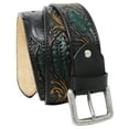 thumbnail image 1 of 33-34  Unisex 1-1/2" Wide Brown Floral Tooled Leather Casual Jean Belt 26BT401, 1 of 1