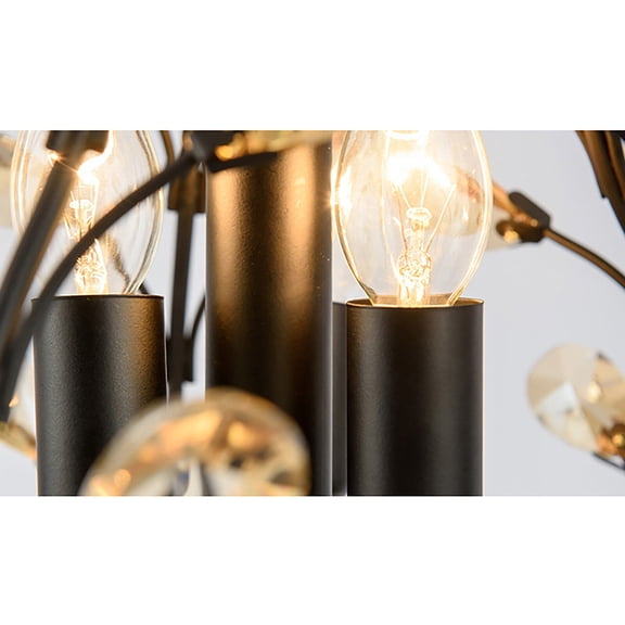 33*34cm 40W Ceiling Mounted Adjustable Height Crystal Chandelier Chandelier Lighting Fixtures with Round Base Iron K9 Crystal