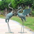 thumbnail image 1 of 33-37 Inch Metal Crane Garden Statue Décor, Bird Garden Sculpture & Statues, Outdoor Decoration for Yard Patio Lawn Backyard Pool, Vintage Spread Wings Crane, Set of 2, 1 of 7
