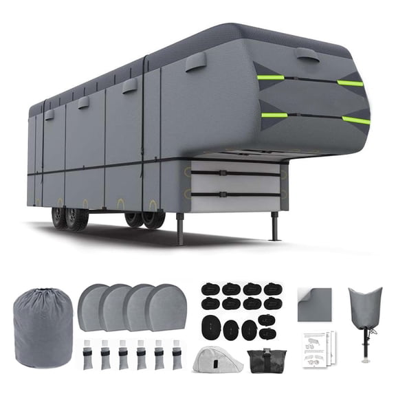 33-37FT 5th Wheel RV Cover, 7 Layers Fifth Wheel Windproof Rip-Stop UV Protection Cover