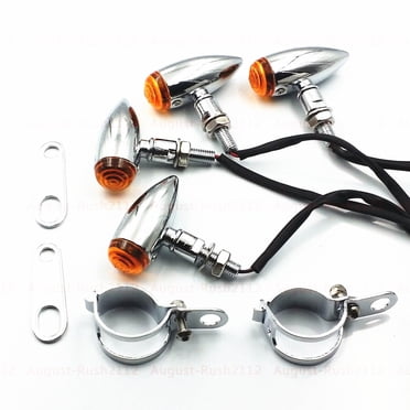 4x 41mm Motorcycle LED Turn Signal Indicators - Chrome Bullet Style For Harley Bobber