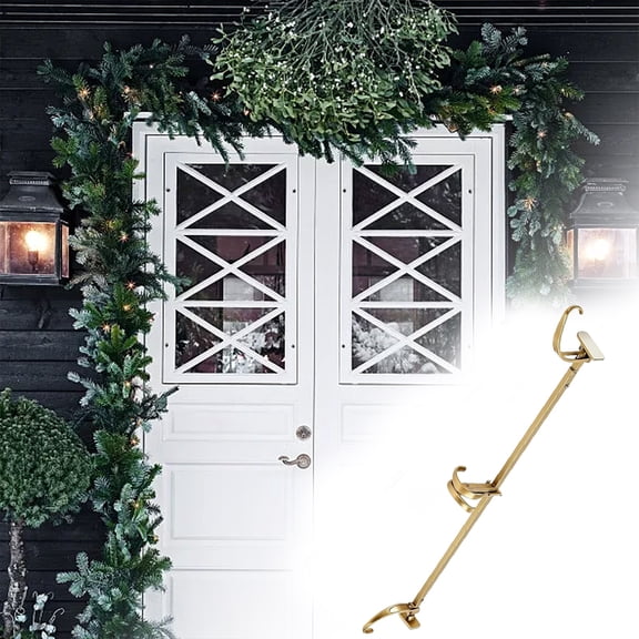 33.46" Front Door Garland Hanger, Adjustable Heavy Duty Garland Holder for Door Frame, Decorative Christmas Decor, Easy Installation Christmas Wreath Tension Rod Halloween Decoration