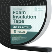 33' 5/16" x 1/2" Self Stick Weather Stripping Seal for Doors and Windows High Density Foam Insulation, Black