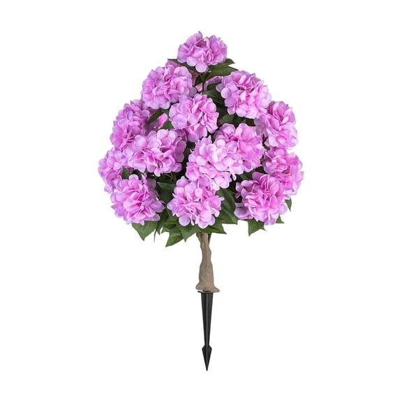 33.5" Artificial Hydrangea Tree with Ground Spike Outdoor Faux Hydrangea Flowers Bushes UV Resistant PU Real Touch Faux Flower Tree Artificial Topiary for Outdoors Front Porch Garden Decor (Pink)