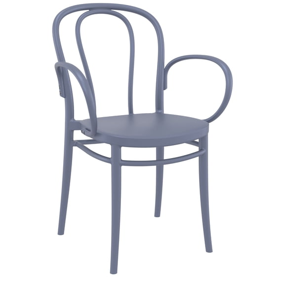 Luxury Commercial Living 33.5" Gray Stackable Patio XL Dining Armchair