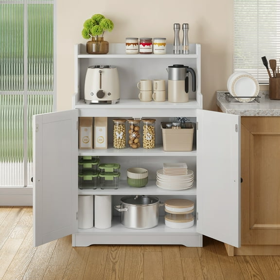 Asofer 40" H Kitchen Pantry Storage Cabinet with Adjustable Shelves, Food Pantry Cabinet with Magnetic Doors for Christmas Kitchen, Living Room, Dinning Room