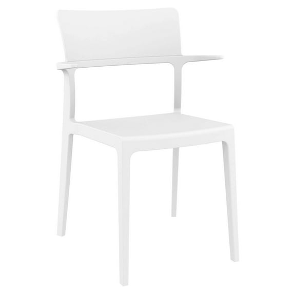 Luxury Commercial Living 33.5" White Solid Patio Arm Chair