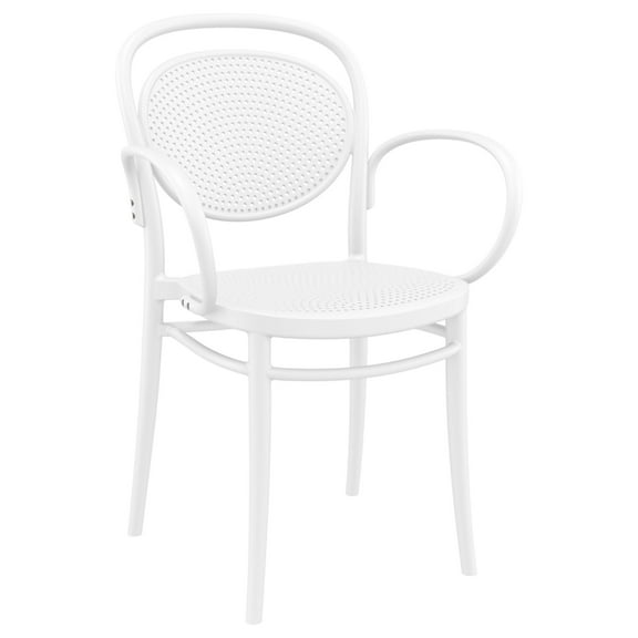 33.5" White Stackable Outdoor Patio XL Arm Chair