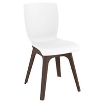33.5" White and Brown Solid Patio Dining Chair