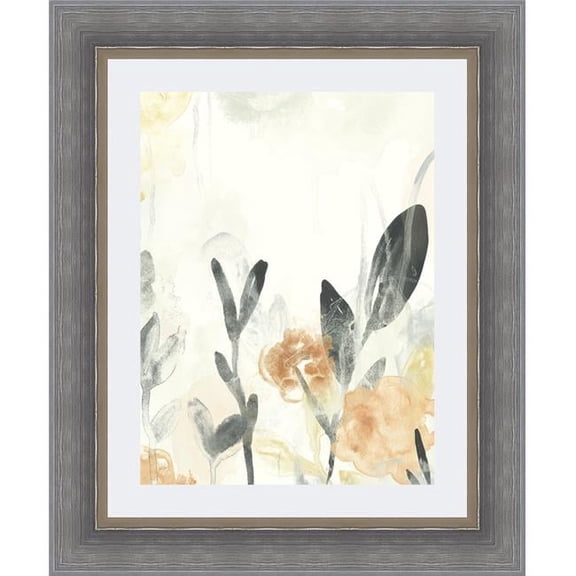 33.5 x 27.5 in. Garden Flow II, Framed Fine Art Print with Glass - Pewter & Silver