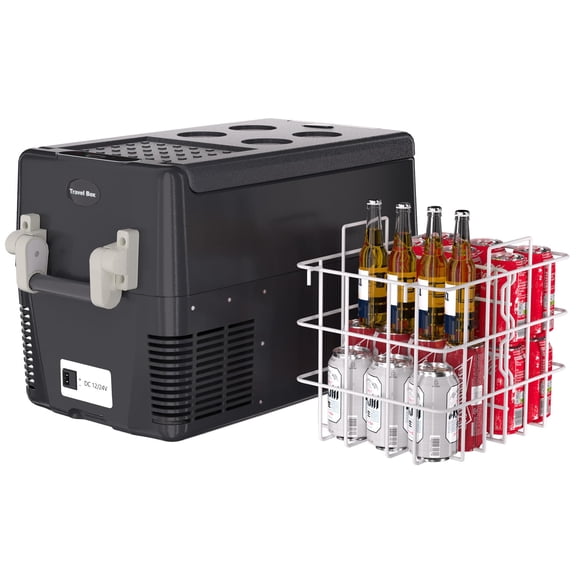 33/52 QT Car Refrigerator, 12V Portable Refrigerator, Electric Cooler with Handle -4℉ to 50℉ for RV Camper Truck SUV Outdoor Travel, Car Camping