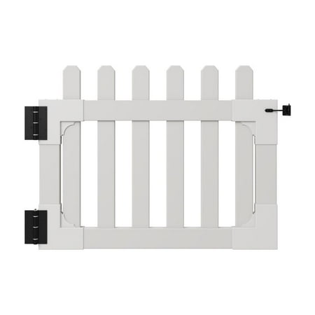 33.5in H x 42in W (1 Gate) No Dig WamBam Newport Gate Kit, White Vinyl Picket Fence Gate Kit for Newport Fence Panels, Gate for Backyard, Patio , Outdoor, or Garden Fence, ZP19004