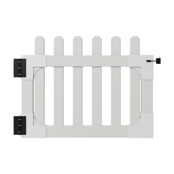 33.5in H x 42in W (1 Gate) No Dig WamBam Newport Gate Kit, White Vinyl Picket Fence Gate Kit for Newport Fence Panels, Gate for Backyard, Patio , Outdoor, or Garden Fence, ZP19004