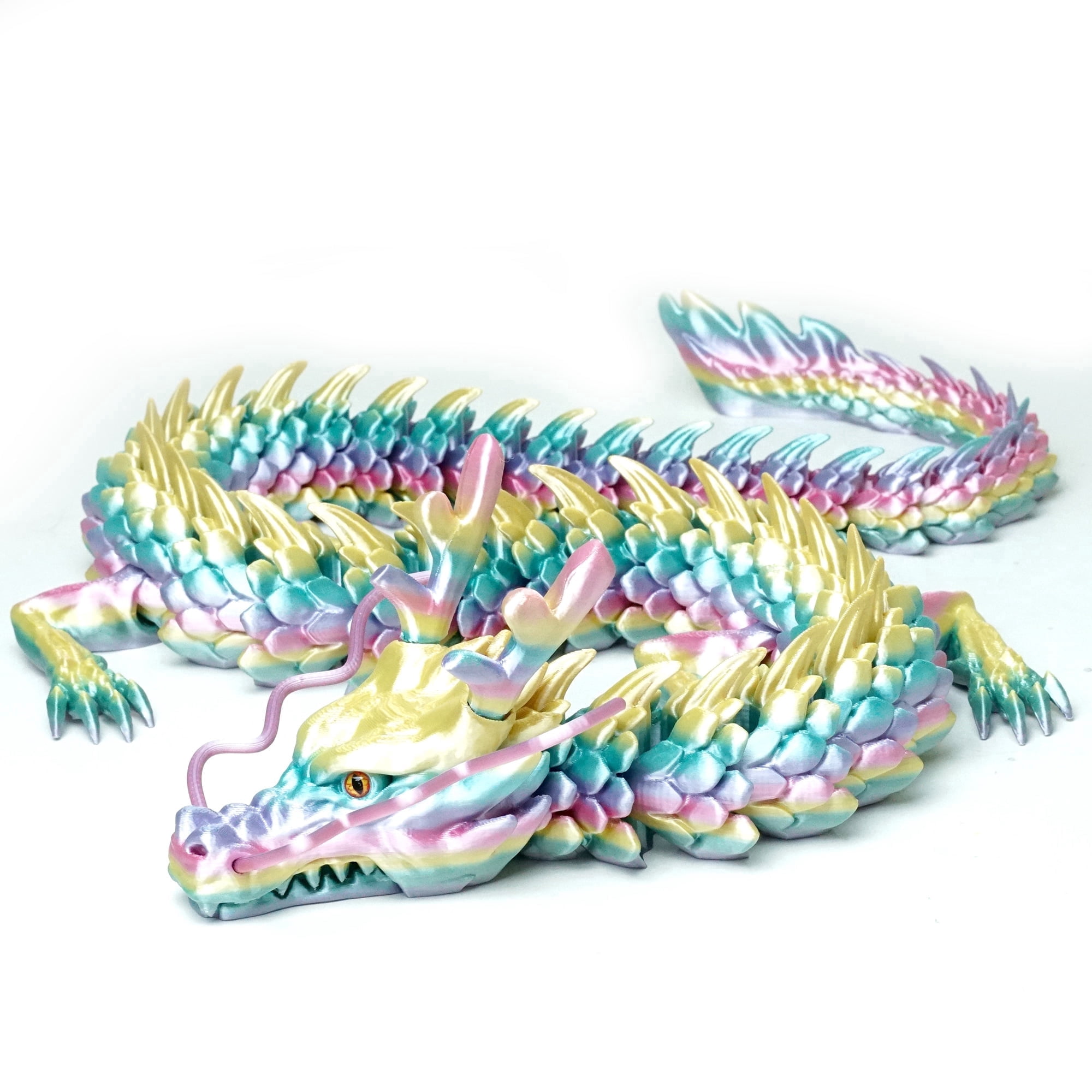 33.5inch 3D Printed dragon,Flexible Joint Animal lacertid Figurines, Home Office Decor,Fidget Toy for Adults Teens Boy Festival Gifts,Easter Basket Stuffers,Executive Desk Toy