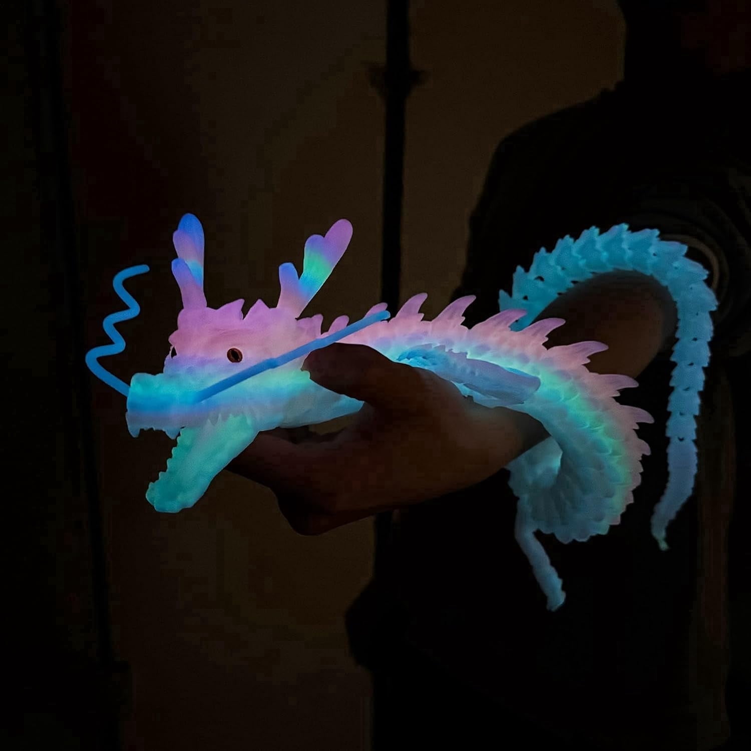 33.5inch 3D Printed dragon,Flexible Joint Animal lacertid Figurines, Home Office Decor,Fidget Toy for Adults Teens Boy Festival Gifts,Easter Basket Stuffers,Executive Desk Toy