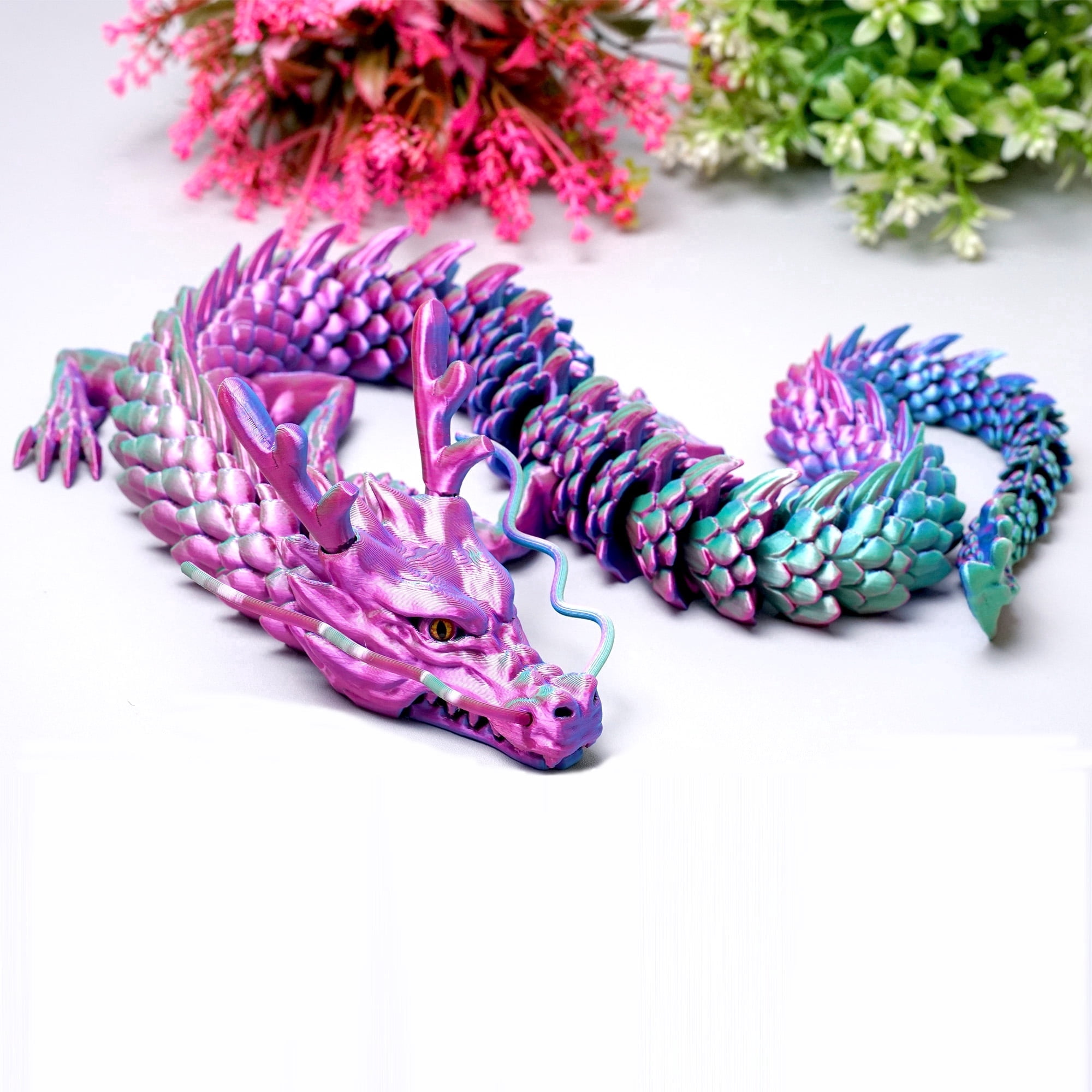 33.5inch 3D Printed dragon,Flexible Joint Animal lacertid Figurines,Realistic Eyes, Home Office Decor,Fidget Toy for Adults Teens Boy Festival Gifts