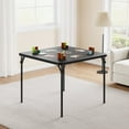 thumbnail image 1 of 33.6 in Folding Card Table, Portable Square Folding Table with PU Leather Soft Cushion, Foldable Table Suitable for Dining Room, Living Room, Office, Camping, Black﻿ （No Chairs）, 1 of 9
