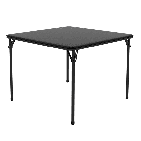 33.6 Inch Folding Table with PU Soft Cushion, Portable Square Card Table, Heavy Duty Black Metal Foldable Table for Living Room Dining Office Camping, Easy Setup Space-Saving Design