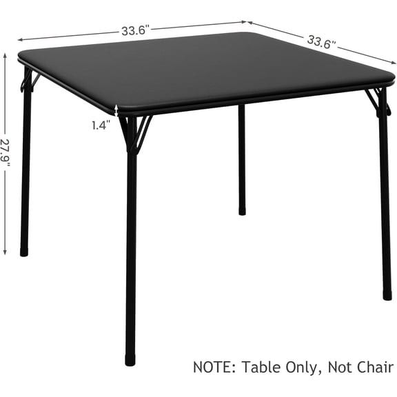 33.6 in Folding Card Table, Portable Square Folding Table with PU Leather Soft Cushion