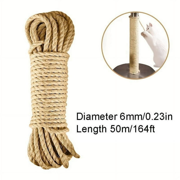 33/66/164ft Natural Sisal Rope Cat Scratcher Rope Tree Scratching DIY Toy Paw Claw Furniture Protector Scratching Post