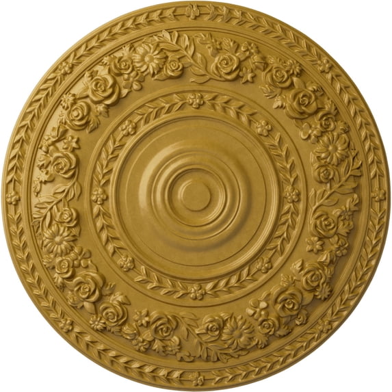 33 7/8"OD x 2 3/8"P Rose Ceiling Medallion (Fits Canopies up to 13 1/2"), Hand-Painted Iridescent Gold
