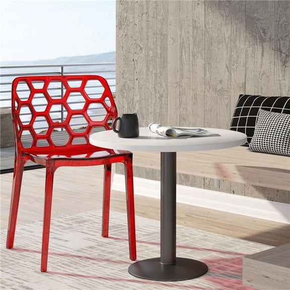 33.75 x 19.37 x 18.75 in. Modern Dynamic Dining Chair, Transparent Red
