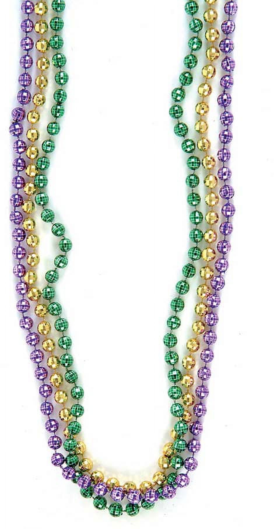 33" 7mm Mardi Gras Disco Ball  Party Beads Necklaces 12ct, Purple Green Gold - image 1 of 2