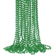 AUTRUCKER 33" 7mm Metallic Green Beaded Necklaces, Bulk Mardi Gras Party Beads Necklaces, Holiday Beaded Costume Necklace for Party (Green, 12 Pack)