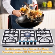 33.8 Inch 5 Burner Gas Cooktop, Gas Stove with Thermocouple Safety Feature, Compatible with LPG/NG, Built-In Tempered Glass for Apartments, Indoor Use, And Rvs