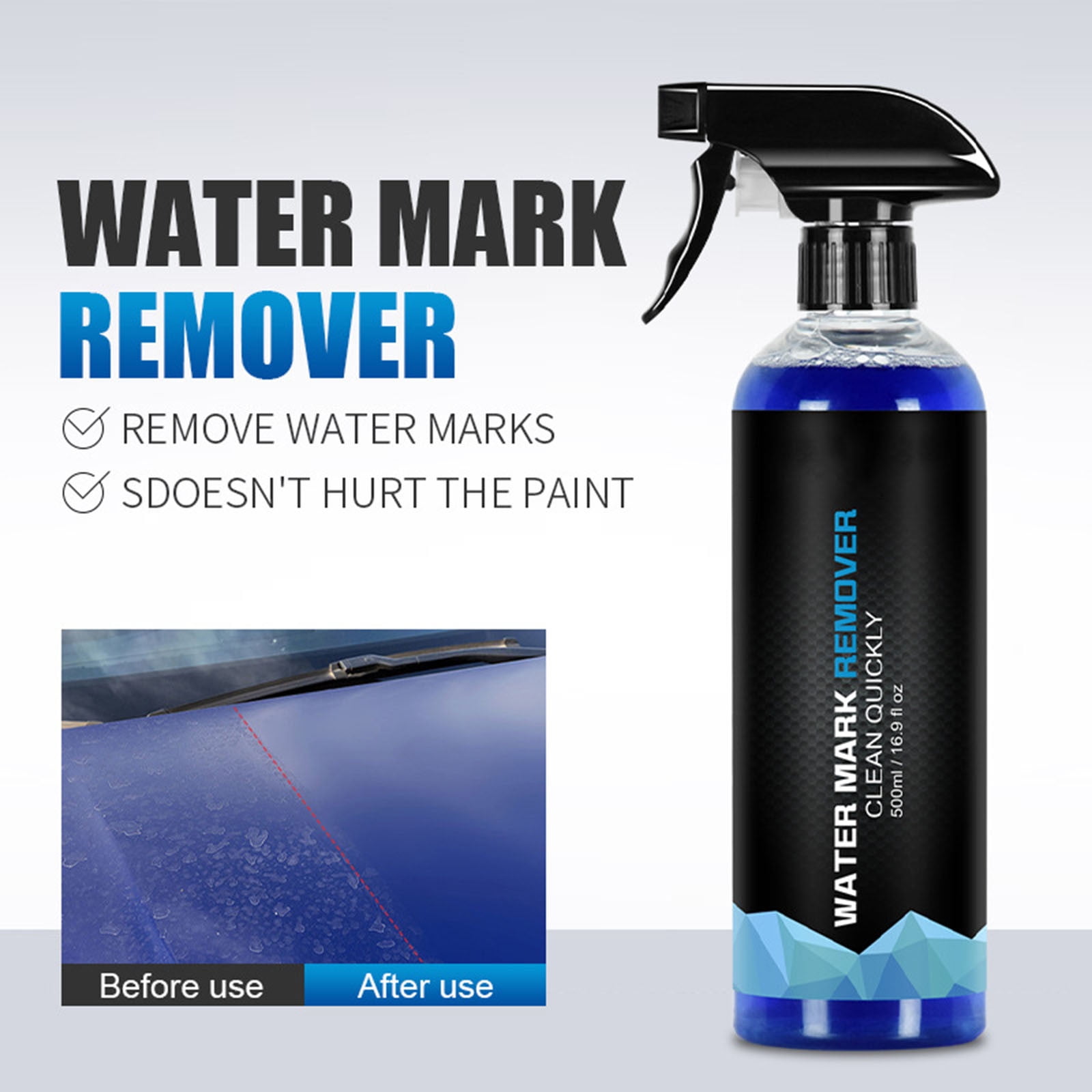 33.8 Ounce Heavy Duty Water Spot Remover, Car Water Stain Cleaner Glass Oil Film Cleaner Paint