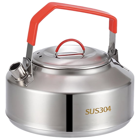 1 Liter Stainless Steel Camping Kettle, Portable Campfire Pot for Boiling Water, Outdoor Tea Coffee Pot, 5.5 Inch Bottom Diameter, Compatible with Stove & Open Fire