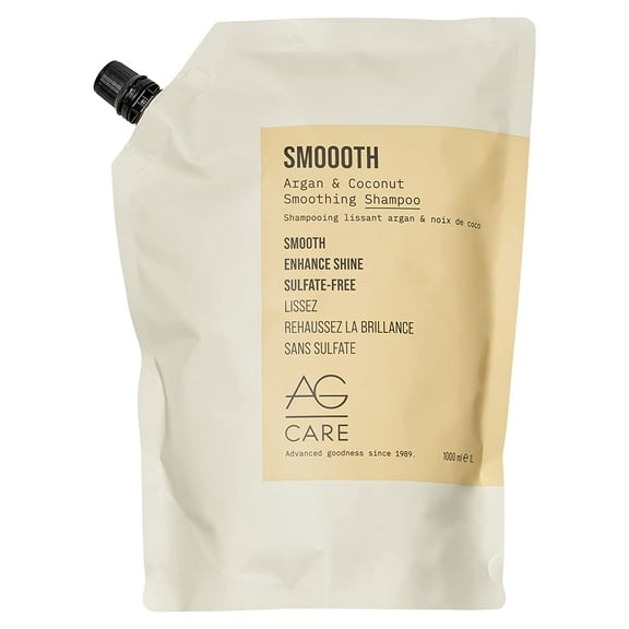 33.8 oz , AG Smooth Argan & Coconut Smoothing Shampoo hair beauty, Pack of 1 w/ Sleekshop Pink Comb