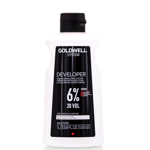 33.8 oz , Goldwell System Cream Developer Lotion (For Topchic & Oxycur) 6% 20 Vol hair beauty, Pack of 1 w/ Sleekshop Pink Comb