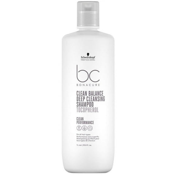 33.8 oz , Schwarzkopf BC Tocopherol Clean Balance Deep Cleansing Shampoo , Hair Beauty Product - Pack of 1 w/ Sleek Pin Comb