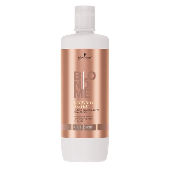 33.8 oz , Schwarzkopf BlondeMe Detoxifying System Purifying Bonding Shampoo Hair - Pack of 1 w/ Sleek Teasing Comb