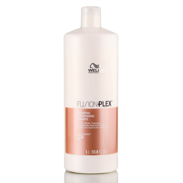 33.8 oz , Wella FusionPlex Intense Repair Shampoo , Hair Scalp Head - Pack of 3 w/ SLEEKSHOP Teasing Comb