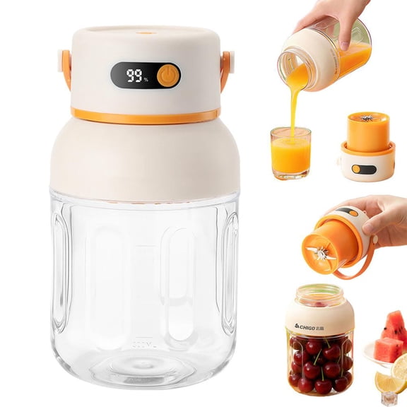 33.81 oz Portable Blender Cup, USB Rechargeable Large Capacity Juicer with Dual Lids, Ice Crushing Personal Smoothie Maker for Travel Gym