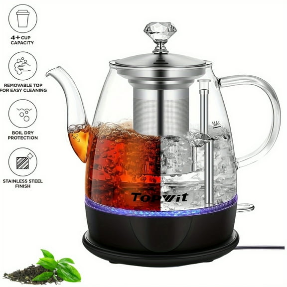 33.81oz BPA-Free Glass Electric Kettle - Dual Function with Infuser & Auto Shut-Off