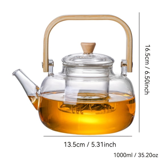 33.81oz Borosilicate Glass Teapot with Infuser - Stovetop Safe for Flower/Loose Leaf Tea
