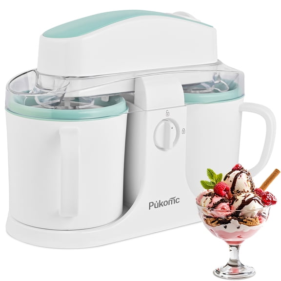 33.81oz Dual-Cup Homemade Ice Cream Maker Machine for Ice Cream & Frozen Yogurt, Dual Flavor Churn, ABS Material, Easy-Clean Separated Design, Compact, Perfect Gift for Christmas, Birthdays, Parties